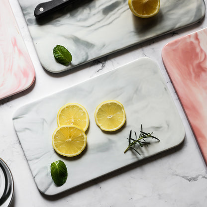 Nordic simple marbled ceramic tray